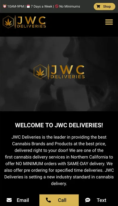 Cannabis Website Design JWC Deliveries